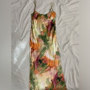 Multicolor satin womens dress Size S